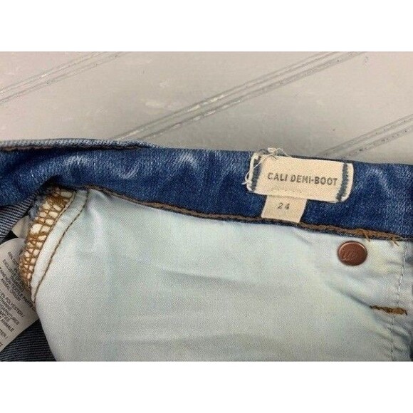 Madewell Size 24 Womens Jeans Cali Demi Boot Crop Distress Raw Hem Stretch - Picture 2 of 8